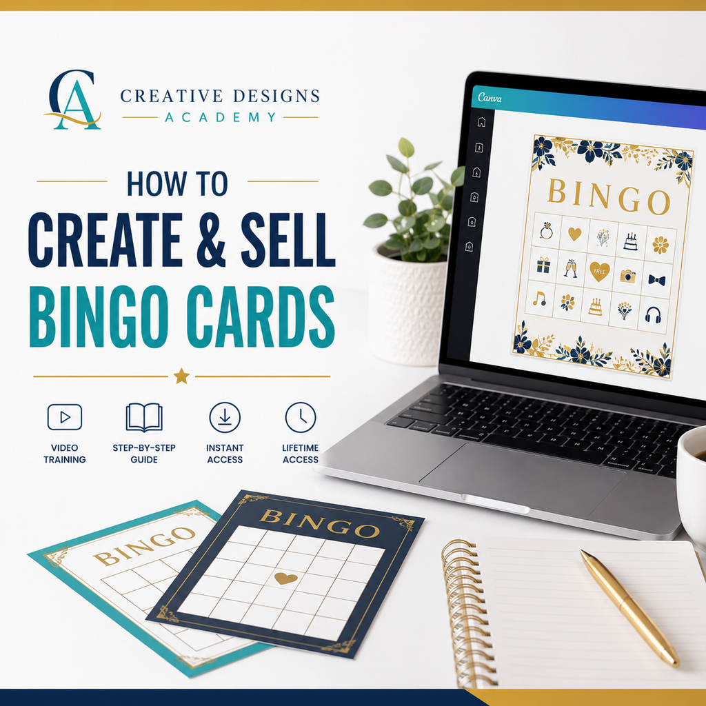 How to Create & Sell Custom Bingo Cards Online | Canva Course for Beginners | Digital Product Business Training + eGuide